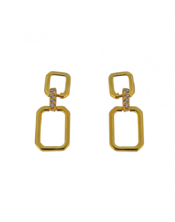 Pendientes Plata Dorada Mujer PPEN2094/C Colgante Eslabón Recto
