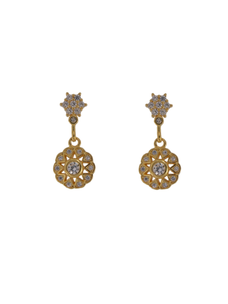 Pendientes Plata Dorada Mujer PPEN2121/C Colgante Redondo Circonitas
