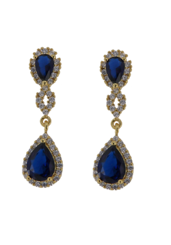 Pendientes Plata Dorada Mujer PPEN2124/ZC Colgante Circonitas Azules