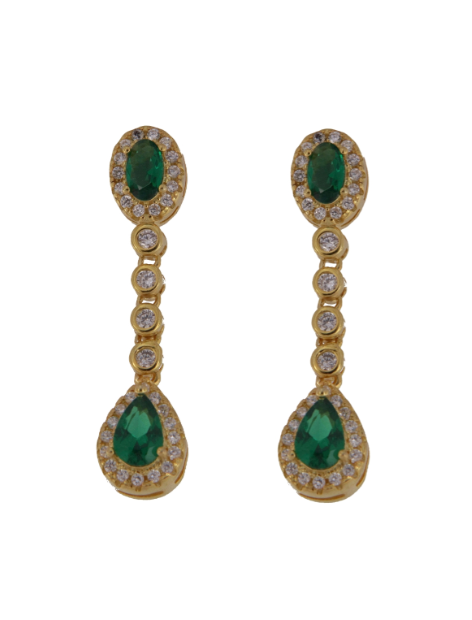 Pendientes Plata Dorada Mujer PPEN2125/VC Colgante Circonitas Verdes