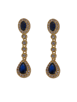Pendientes Plata Dorada Mujer PPEN2125/ZC Colgante Circonitas Azules