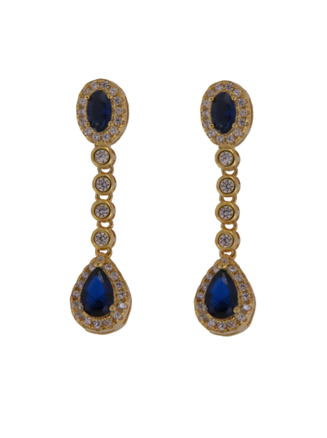 Pendientes Plata Dorada Mujer PPEN2125/ZC Colgante Circonitas Azules