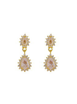 Pendientes Plata Dorada Mujer PPEN2128/C Colgante Circonitas