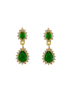 Pendientes Plata Dorada Mujer PPEN2128/VC Colgante Circonitas Verdes