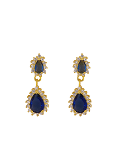 Pendientes Plata Dorada Mujer PPEN2128/ZC Colgante Circonitas Azules