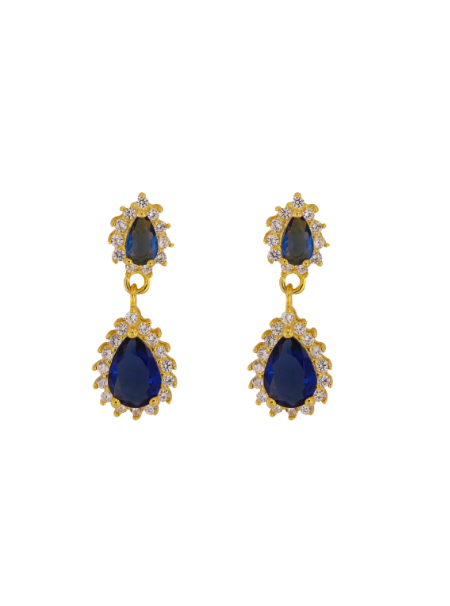 Pendientes Plata Dorada Mujer PPEN2128/ZC Colgante Circonitas Azules