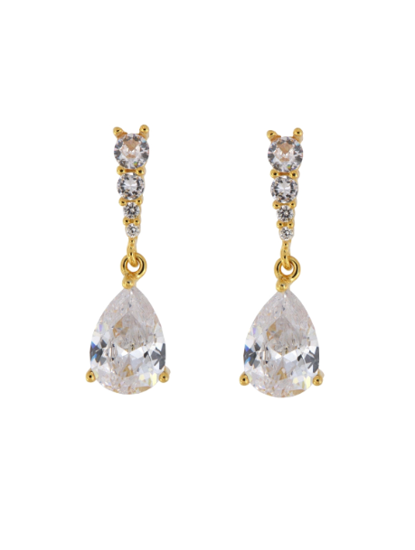Pendientes Plata Dorada Mujer PPEN2130/C Colgante Circonitas