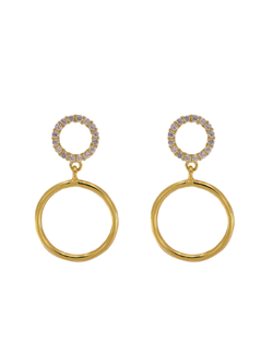 Pendientes Plata Dorada Mujer PPEN2131/C Colgante Círculo Circonitas