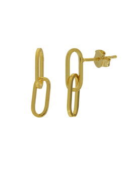 Pendientes Plata Dorada Mujer PPEN2135/C Colgante Eslabones Lisos