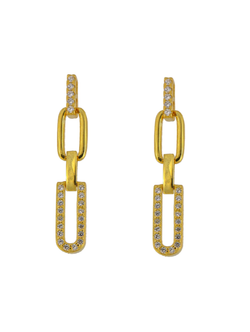 Pendientes Plata Dorada Mujer PPEN2136/C Colgante Eslabones Circonitas