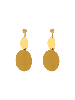 Pendientes Plata Dorada Mujer PPEN2138/C Colgante Óvalo Satinado