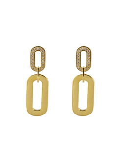 Pendientes Plata Dorada Mujer PPEN2156/C Colgante Óvalos Circonitas