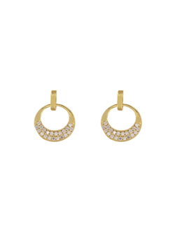 Pendientes Plata Dorada Mujer PPEN2166/C Círculo Calado Circonitas