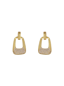 Pendientes Plata Dorada Mujer PPEN2167/C Cuadrado Calado Circonitas