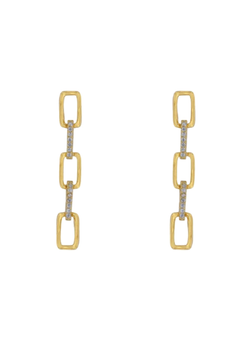 Pendientes Plata Dorada Mujer PPEN2169/C Colgante Eslabones Circonitas