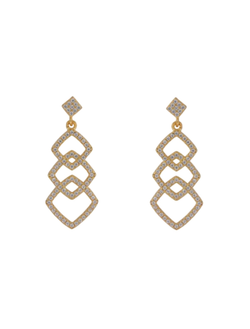 Pendientes Plata Dorada Mujer PPEN2184/C Colgante Cuadrados Circonitas