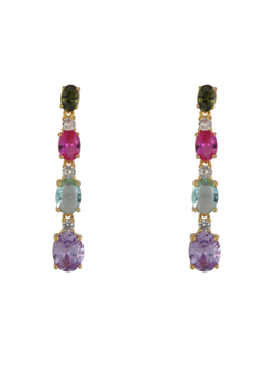 Pendientes Plata Dorada Mujer PPEN2188/C Circonitas Multicolor