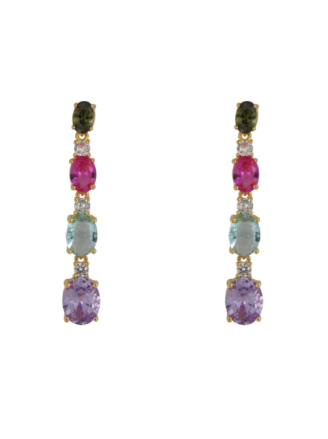 Pendientes Plata Dorada Mujer PPEN2188/C Circonitas Multicolor