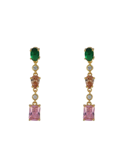 Pendientes Plata Dorada Mujer PPEN2193/C Colgante Circonitas Multicolor