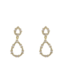 Pendientes Plata Dorada Mujer PPEN2199/C Colgante Aro Lágrima Circonitas