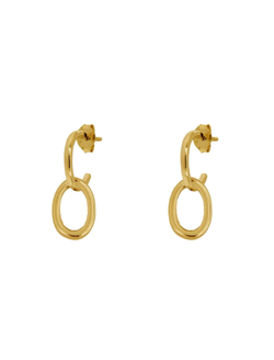 Pendientes Plata Dorada Mujer PPEN2206/C Óvalo En Brillo