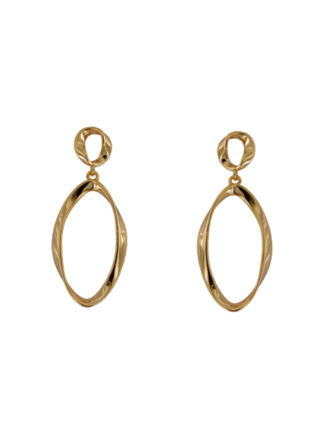 Pendientes Plata Dorada Mujer PPEN2237/C Colgante Óvalo En Brillo
