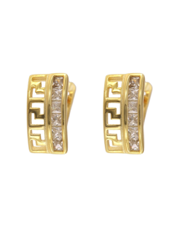 Pendientes Plata Dorada Mujer PPEN2248/C Calado Greca Circonitas