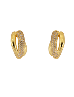 Pendientes Plata Dorada Mujer PPEN2253/C Bandas Cruzadas Circonitas