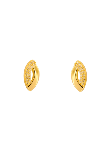 Pendientes Plata Dorada Mujer PPEN2257/C Óvalo Alargado Circonitas
