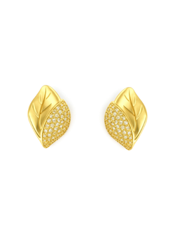 Pendientes Plata Dorada Mujer PPEN2265/C Hoja Circonitas