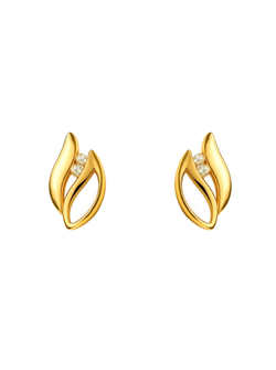 Pendientes Plata Dorada Mujer PPEN2268/C Hoja Circonita