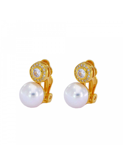 Pendientes Plata Dorada Mujer PPOM19/C Perla Circonitas