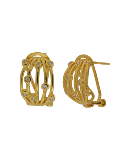 Pendientes Plata Dorada Mujer PPOM20/C Bandas Circonitas