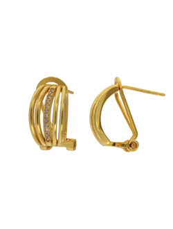 Pendientes Plata Dorada Mujer PPOM21/C Bandas Circonitas