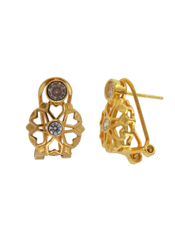 Pendientes Plata Dorada Mujer PPOM22/C Circonitas