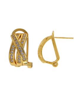 Pendientes Plata Dorada Mujer PPOM25/C Bandas Cruzadas Circonitas