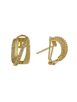 Pendientes Plata Dorada Mujer PPOM30/C Bandas Cruzadas Circonitas