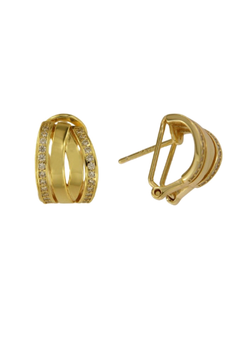 Pendientes Plata Dorada Mujer PPOM32/C Bandas Circonitas