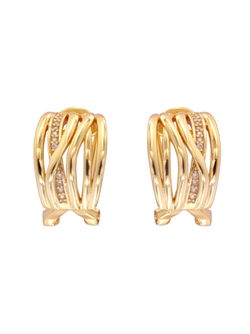 Pendientes Plata Dorada Mujer PPOM40/C Bandas Entrelazadas Circonitas