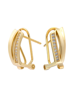 Pendientes Plata Dorada Mujer PPOM43/C Bandas Circonitas