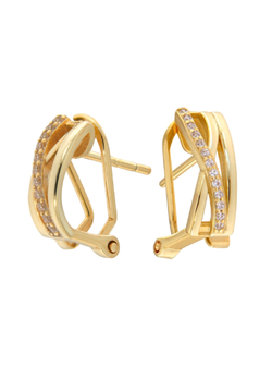 Pendientes Plata Dorada Mujer PPOM44/C Bandas Entrelazadas Circonitas