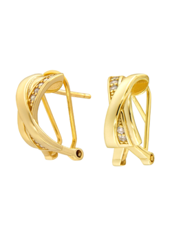 Pendientes Plata Dorada Mujer PPOM45/C Bandas Entrelazadas Circonitas