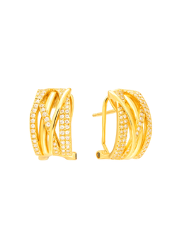 Pendientes Plata Dorada Mujer PPOM46/C Bandas Entrelazadas Circonitas