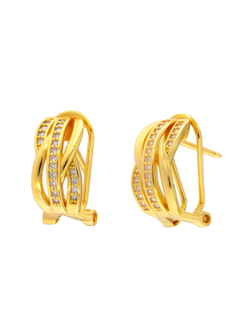 Pendientes Plata Dorada Mujer PPOM47/C Bandas Entrelazadas Circonitas