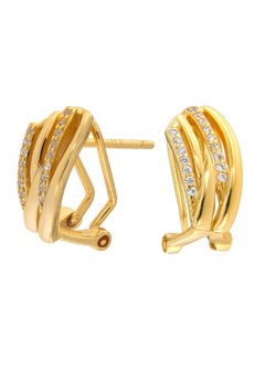 Pendientes Plata Dorada Mujer PPOM48/C Bandas Circonitas