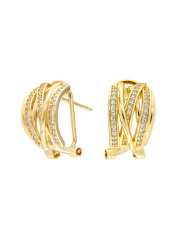 Pendientes Plata Dorada Mujer PPOM49/C Bandas Entrelazadas Circonitas