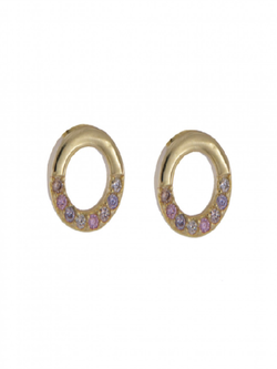 Pendientes Plata Dorada Mujer PPR 399/C Círculo Circonitas