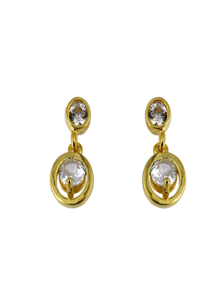 Pendientes Plata Dorada Mujer PPR 406/C Colgante Circonitas