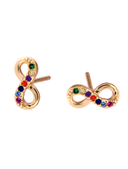 Pendientes Plata Dorada Mujer PPR 515/C Infinito Circonitas Multicolor