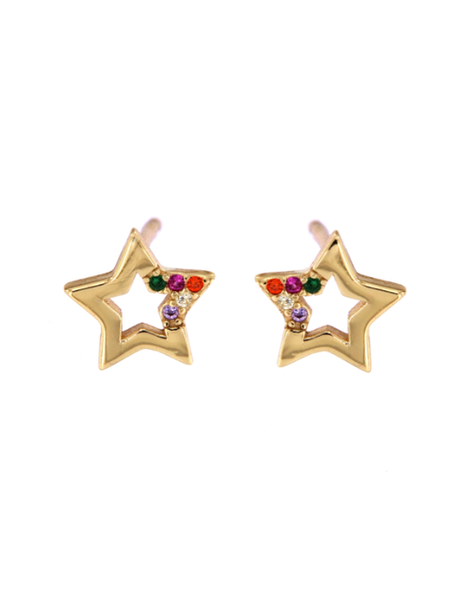 Pendientes Plata Dorada Mujer PPR 521/C Estrella Circonitas Multicolor